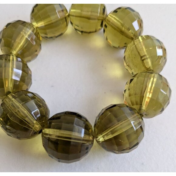 Faceted Green Acrylic Bead Stretch Bracelet Size 6 - Picture 4 of 8